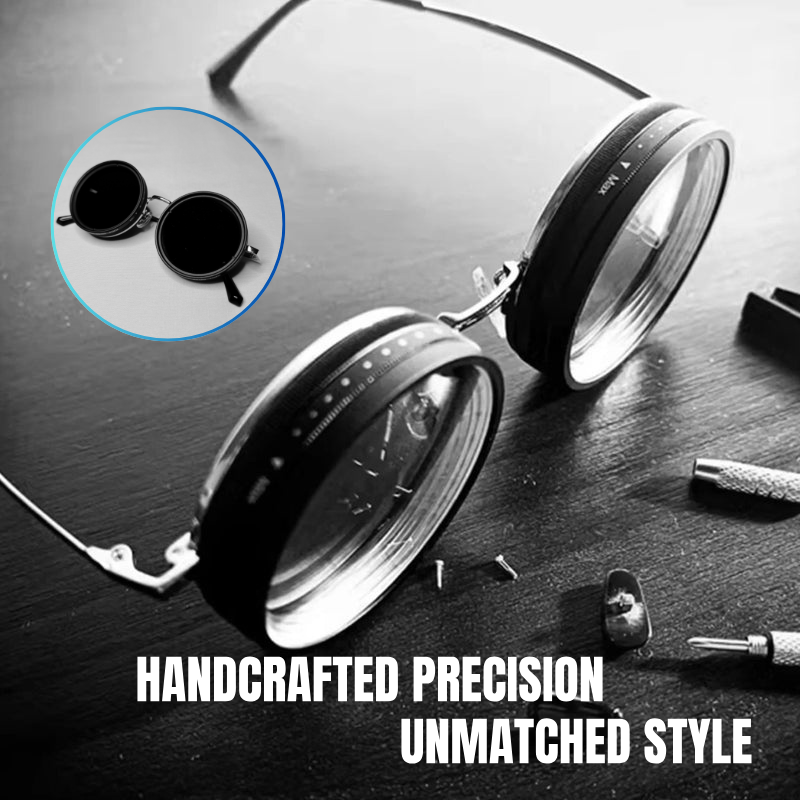 Poempai FlexiTint Retro – Adjustable ND9 Polarized Steampunk Sunglasses, UV400 Protection