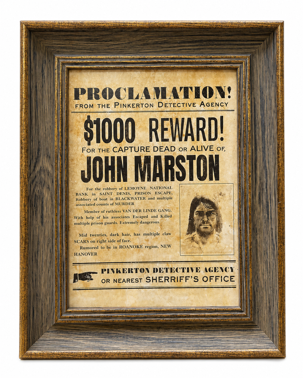 John Marston Wanted Poster Frame
