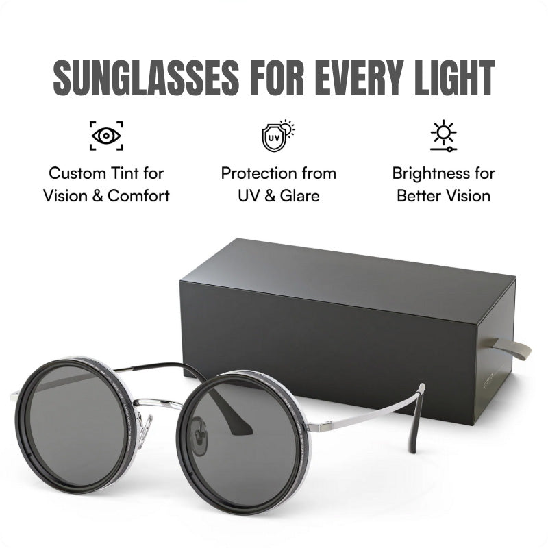 Poempai FlexiTint Retro – Adjustable ND9 Polarized Steampunk Sunglasses, UV400 Protection