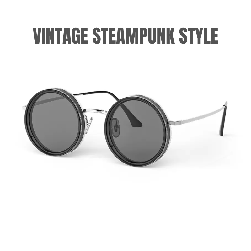 Poempai FlexiTint Retro – Adjustable ND9 Polarized Steampunk Sunglasses, UV400 Protection