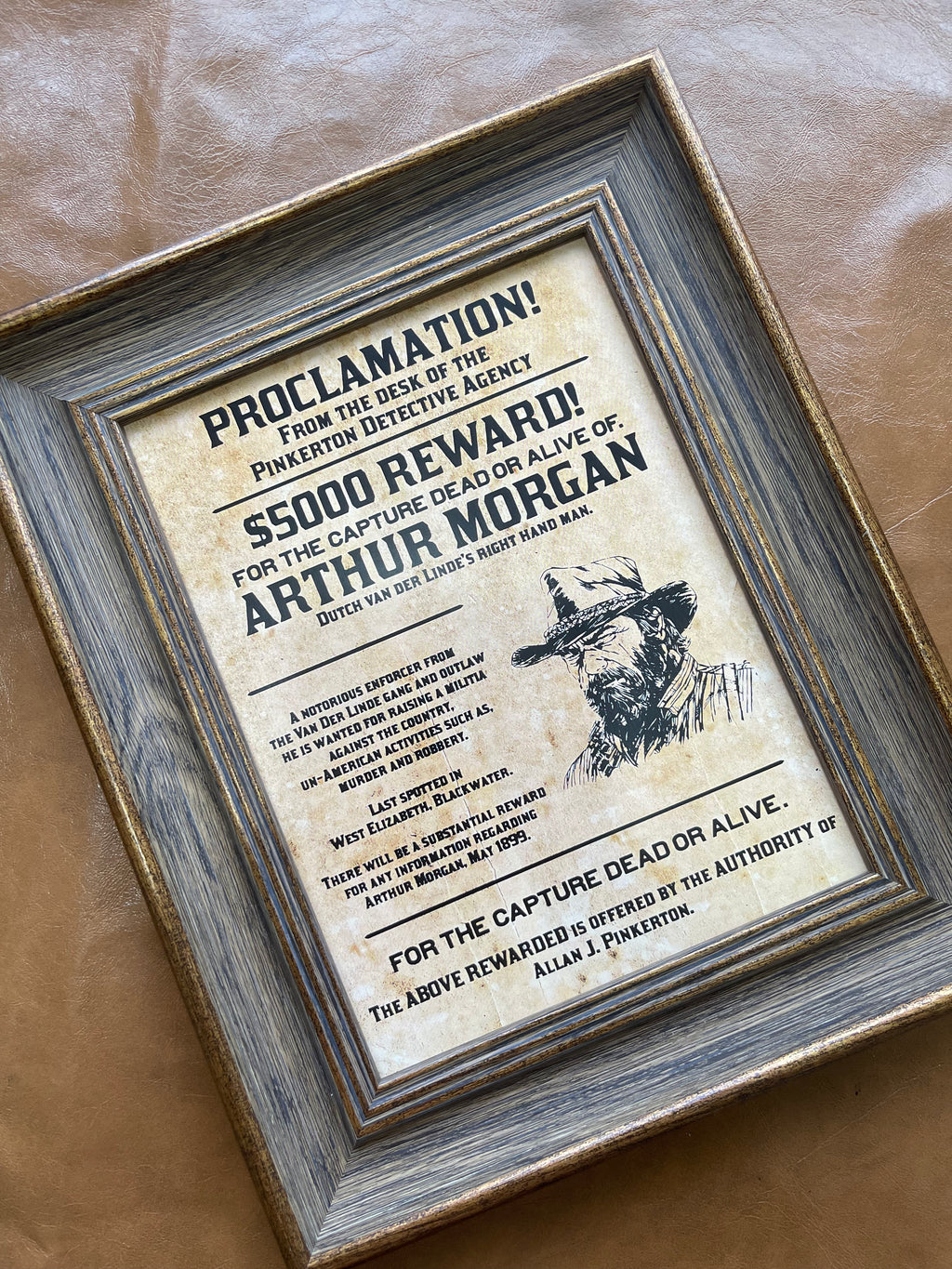 Arthur Morgan Wanted Poster Frame