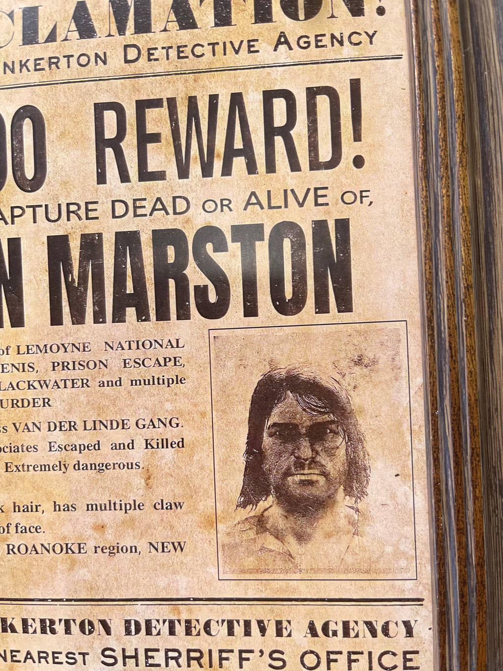 John Marston Wanted Poster Frame