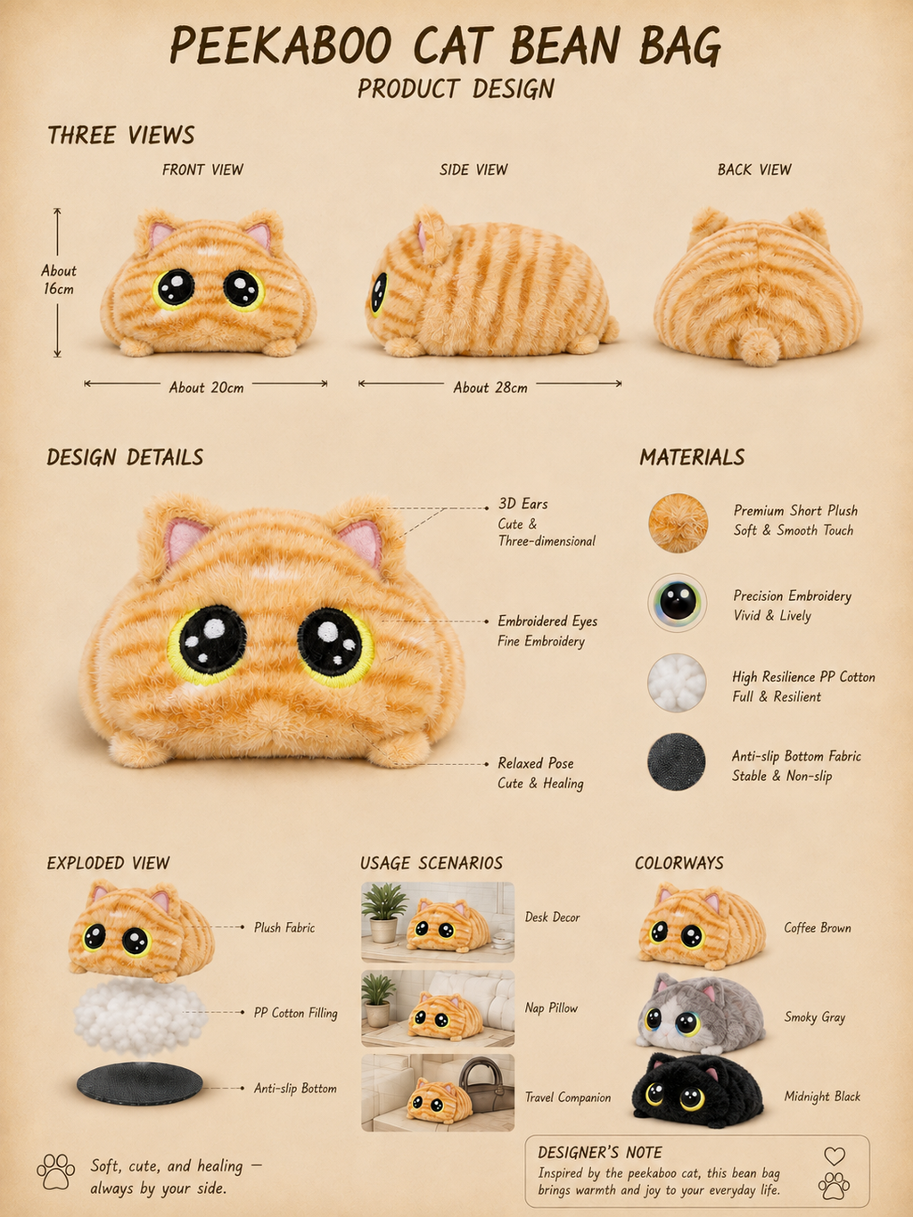 PurrPuff Cat Plush Pillow