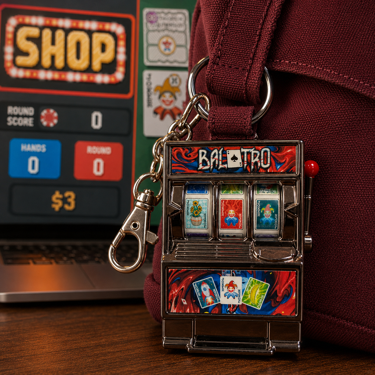 Balatro Interactive Joker Spin Keychain & Bag Charm