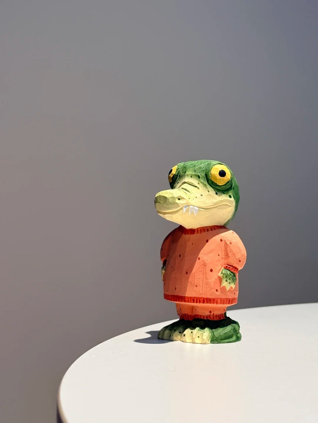 Hand-Carved Wooden Crocodile Figurine