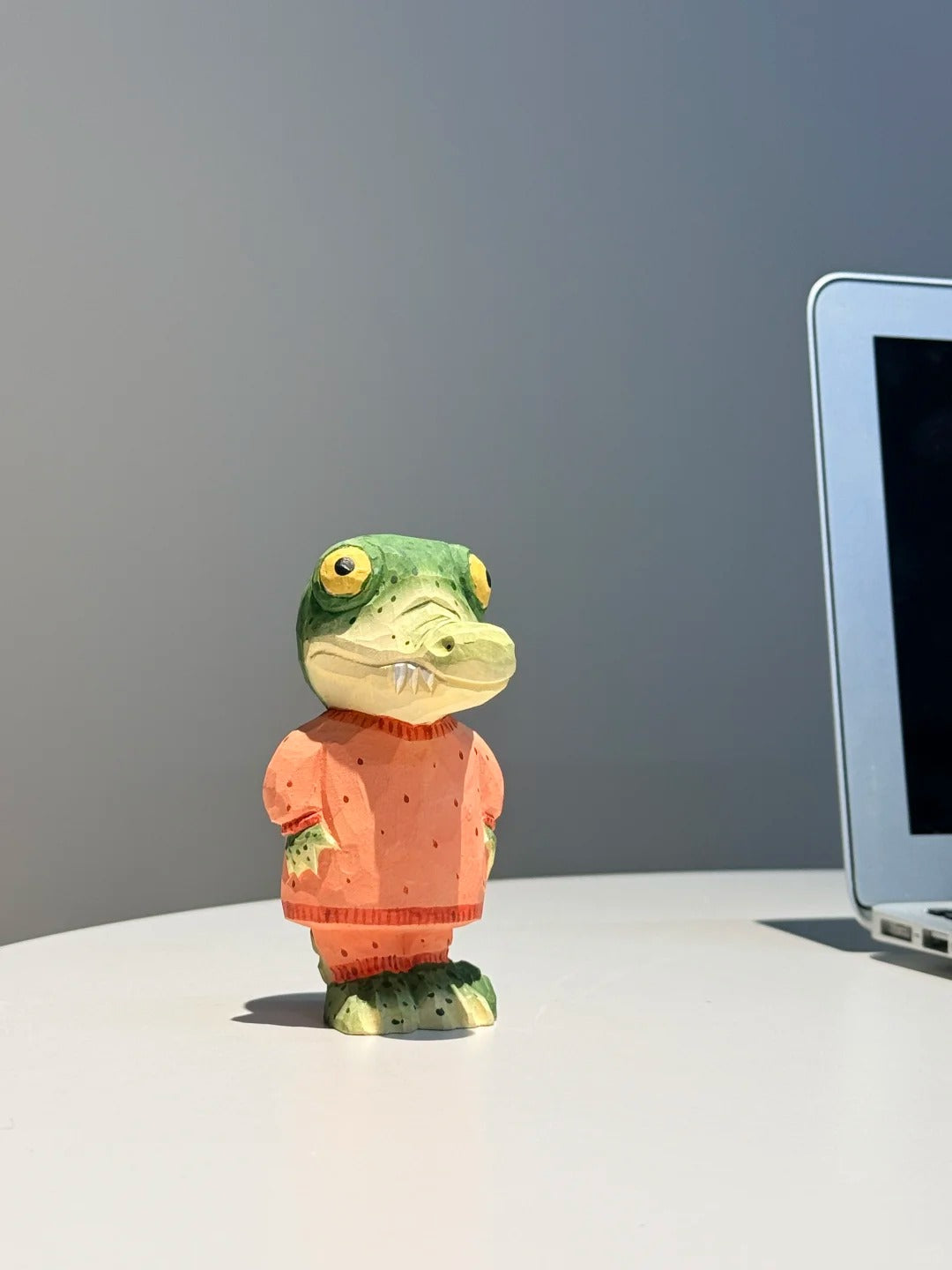 Hand-Carved Wooden Crocodile Figurine